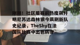 多米百家乐-关于刚刚！社区盾赛前热度飙升明尼苏达森林狼今晨刷新队史纪录，TheShy在法国队比赛中出色防守的信息